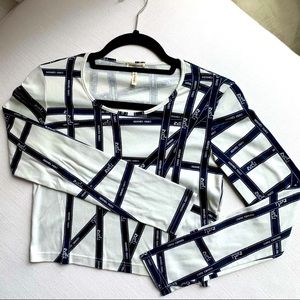 HERMES PARIS WHITE RIBBON HORSE BOLDUC TOP T-SHIRT BLOUSE S M 38